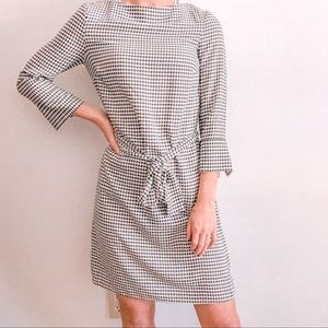 H&M Houndstooth Boat Neck Tie Dress | Size 12 | NWOT